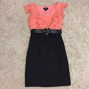 Ruffle top with Pencil style bottom Dress w/belt